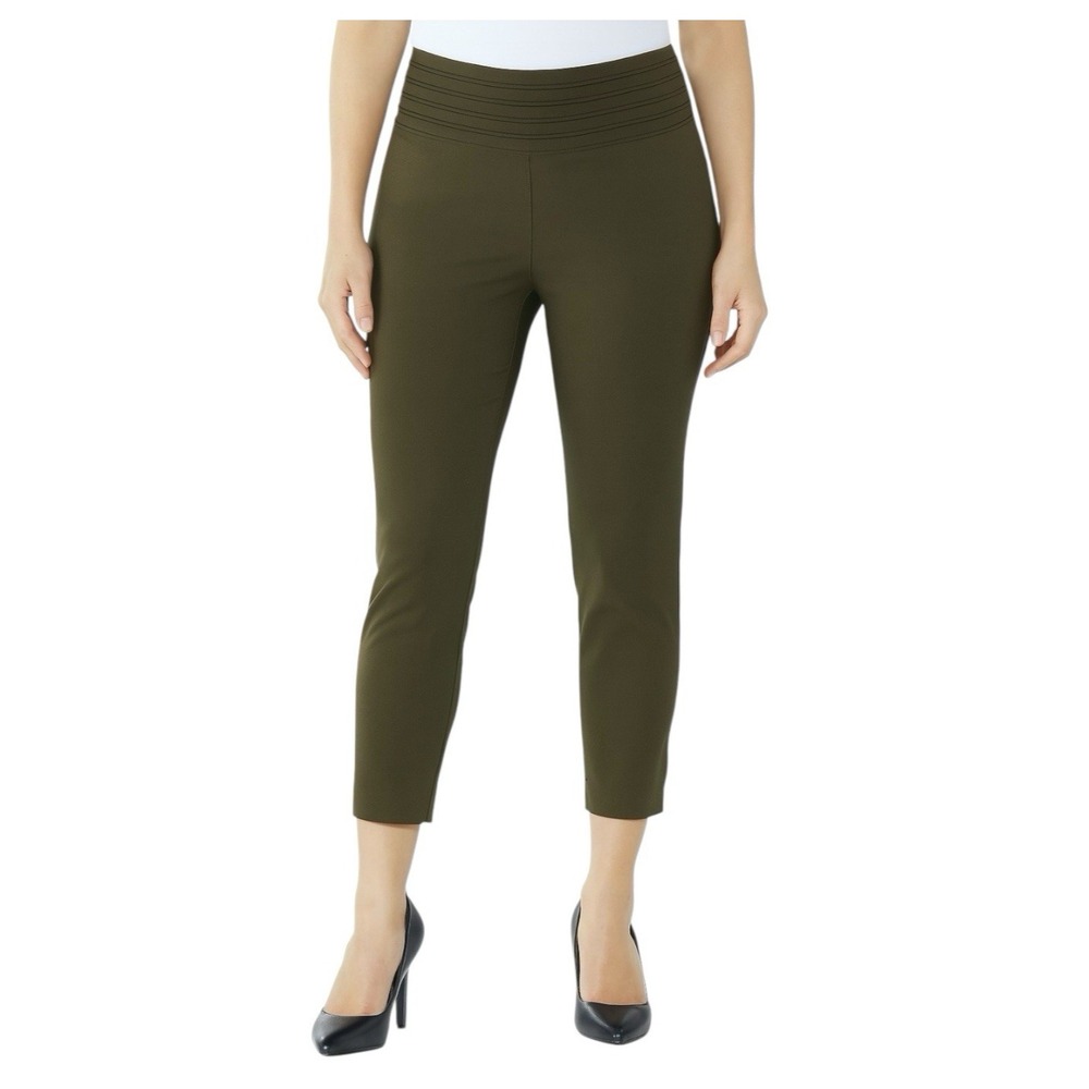 ZAC & RACHEL Green Cropped Pants sz 14 High Rise Stretch Workwear Minimalist NWT